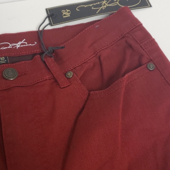 DG2 Diane Gilman Stretch Embroidered Patched Wine Skinny Jeans - Picture 3 of 8
